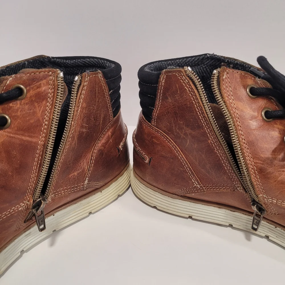 Men's Size 13 Bull Boxer Adyn Leather Ankle Boots Side Zip Lace Hand Crafted